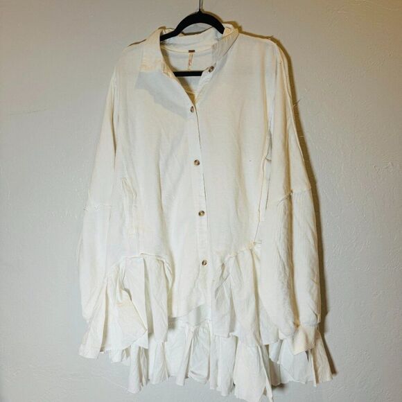 FREE PEOPLE Oversized Tunic Optic White Sweatshirt Shirt‎ Size L NEW WITH TAG - Picture 12 of 13